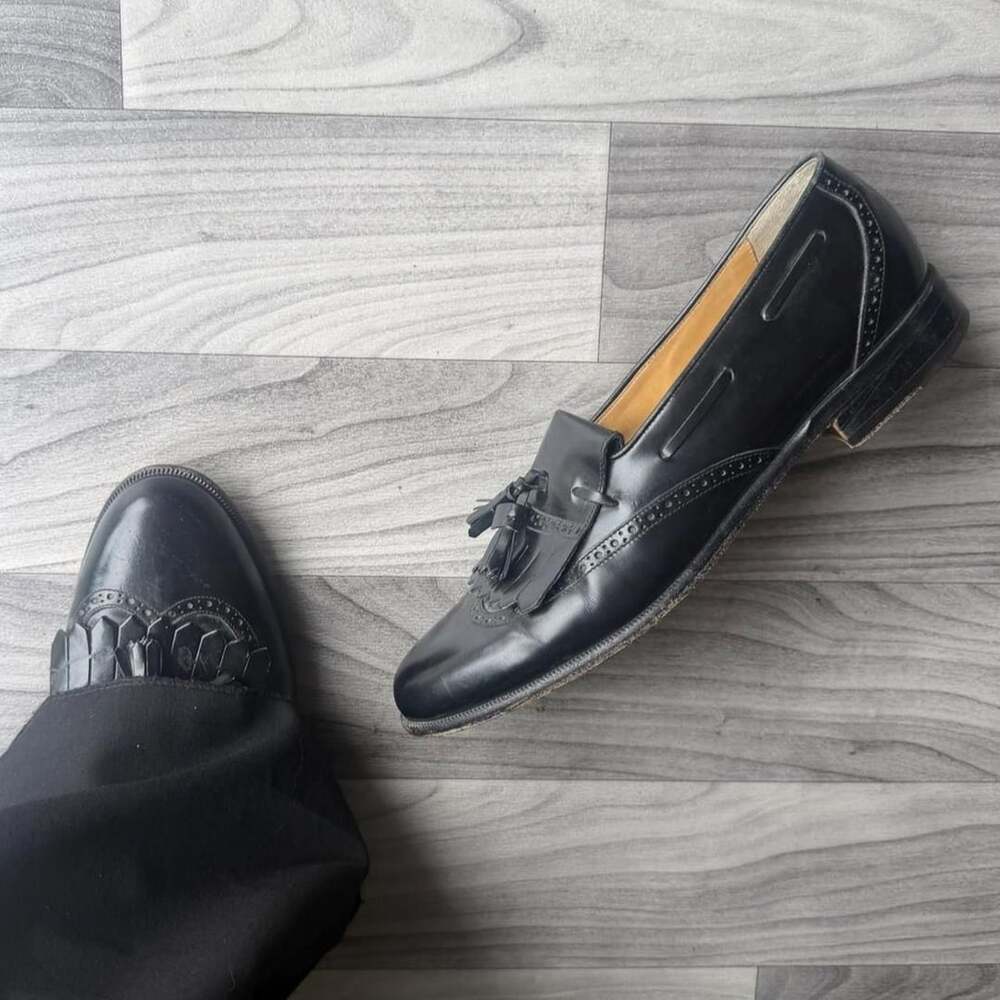 Nordstrom Tassel Loafers Size 9 1/2 M Black Leather Dress Shoes